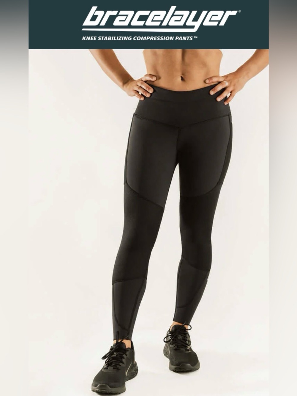 NWT Bracelayer Women's KS1 Knee Support Compression Pants Black XS